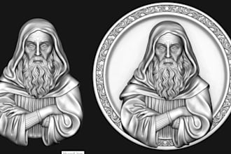 create printable 3d bas relief model, cnc design and custom coin for 3d printing