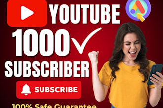 do 1k monetization approved subscriber in your youtube channel organically fast