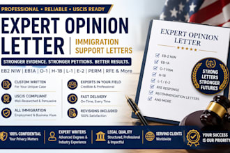 prepare uscis expert opinion letter for eb2 niw eb1a o1 visa application
