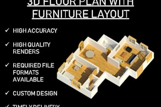 create 3d floor plan including furniture layout