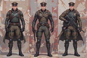 draw military character design or any illustration for you