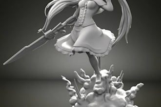 sculpt 3d anime toy models,action figurine,cut and key,diorama 3d,3dscene sculpt
