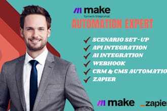 setup make com automation, fix make com,  and zapier integromat made com