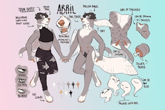 custom furry reference sheet high quality fursona design in detailed style