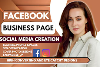 create professional facebook and instagram business page, social media setup
