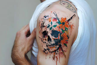 make your own watercolor illustration and tattoo design