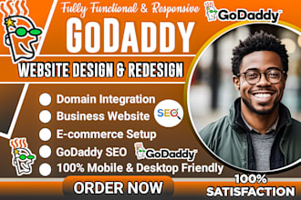 develop godaddy website design godaddy website redesign, godaddy ecommerce, seo