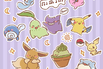 create custom cute sticker pokemon,digimon,and more
