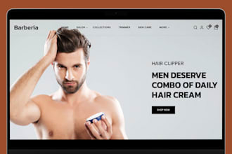 design hair grooming kit shopify store barbershop haircare saloon barber website