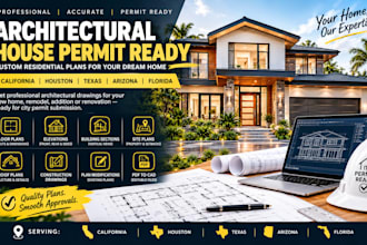 architectural house permit ready for california houston texas arizona florida