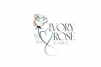 create graceful and fantastic rose care logo design