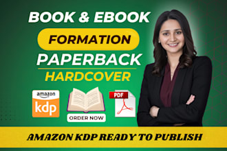 do book formatting, paperback and kindle ebook formatting for amazon KDP