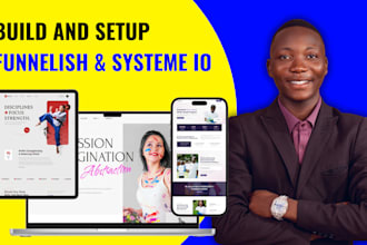 setup funnelish sales funnel and systeme io landing page or clone funnelish