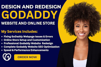 fix godaddy issues, godaddy website design or redesign godadddy SEO online store