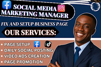 be your social media marketing manager, facebook, instagram page content creator