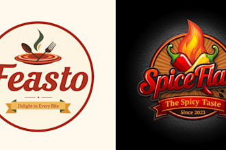 do unique bakery restaurant logo design custom food branding
