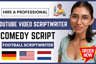 be your comedy football script writer youtube video scriptwriter or movie script