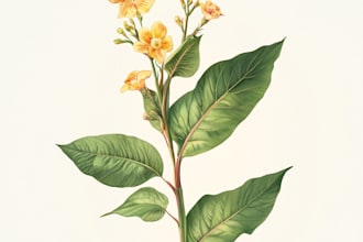 create botanical illustrations of flowers, plants, line art
