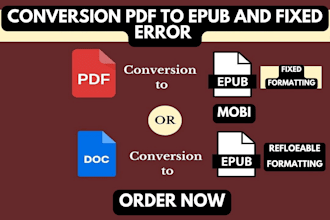convert pdf word, indesign, latex, into mobi, epub or fix any error