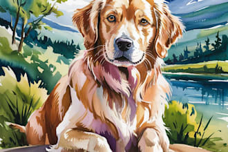 create a custom watercolor pet portrait painting