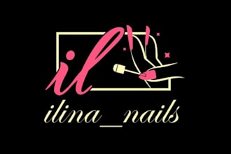 draw luxury feminine, nail, hair ,boutique, eyelashes logo