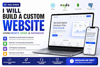 build a custom website using react, node, mongodb or postgresql