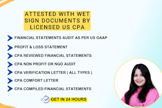 do CPA audit, prepare audited financials and verify as licensed CPA