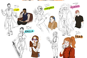 draw stylized character concept art for your project