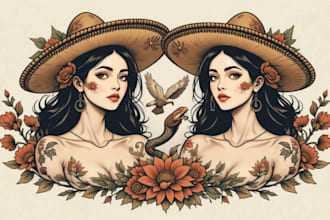 create a unique tattoo design,neo traditional, old school