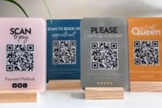 design custom qr codes, label templates in canva, business stickers