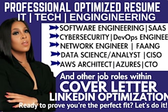 write IT, tech, software engineering, cybersecurity, data science, faang resume