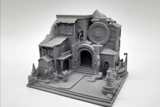 make dungeon, fantasy miniature house, dnd scenery,tabletop game,3d castle ruins