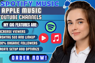 promote your  spotify music, grow youtube channel music promotion, organically