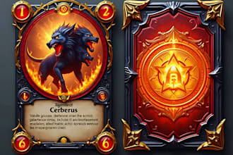design card template, tcg ccg card frame illustration, icon, oracle, board game