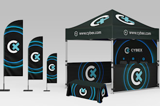 design canopy tent, feather flag, backdrop banner