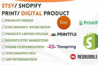 shopify etsy sellfy print on demand gelato printful  planner svg journal design
