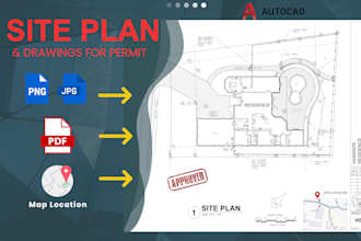 draw  site plan or drawings for permit  in autocad very fast