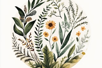 create handdrawn botanical boho logo