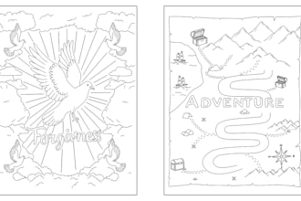 create custom coloring book illustrations for amazon KDP in print ready format