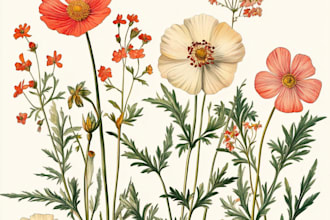 hand drawn botanical flower plants scientific illustration
