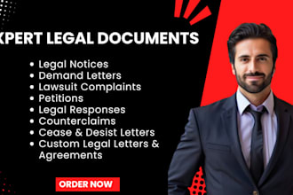 draft legal notices, lawsuits, complaints, responses, and legal letters