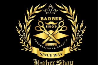 draw barber, barbershop and beauty salon logo design