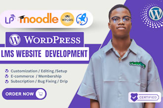 design wordpress lms website using moodle lms, learnpress, wplms and lifter lms