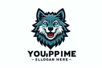 do unique wolf cartoon mascot logo design