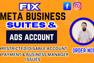 fix and setup meta business suite, facebook ads account, business manager issues