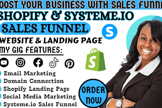 design shopify sales funnel, systeme io website, systeme io funnel, landing page
