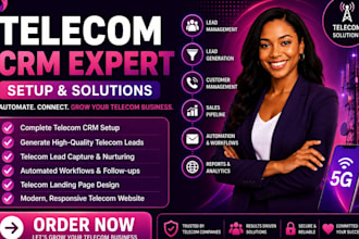 setup telecom crm generate telecom leads telecom landing page telecom website