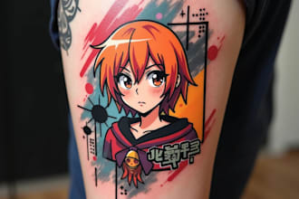 create your anime and comic custom tattoo design and illustration