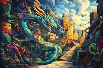 design wall art, graffiti, mural, doodle or canvas art