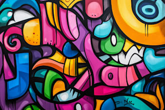 draw graffiti designs murals and wall art or skateboards